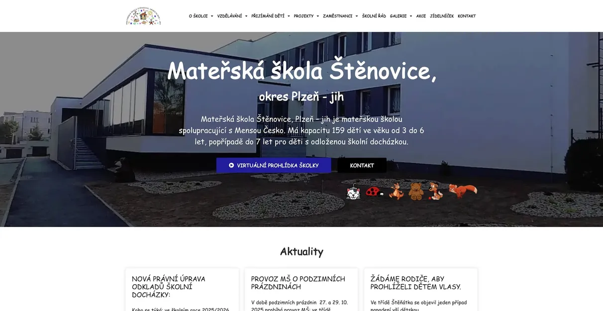 Mateřská škola Štěnovice - tvorba webové stránky