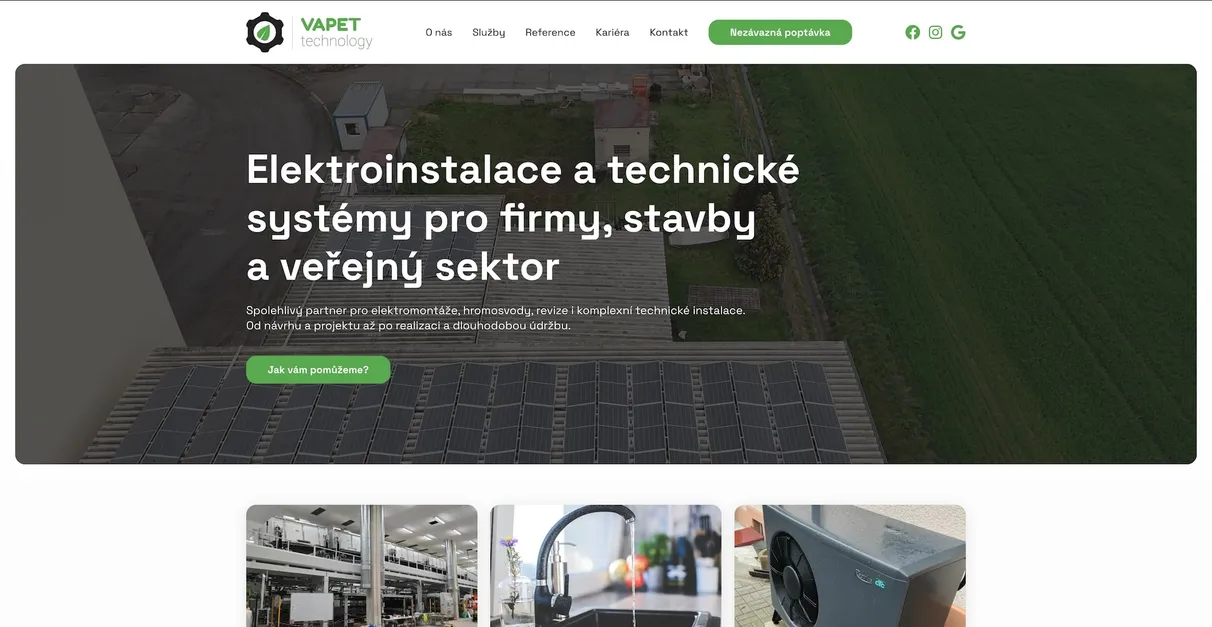 VAPET technology - tvorba webové stránky
